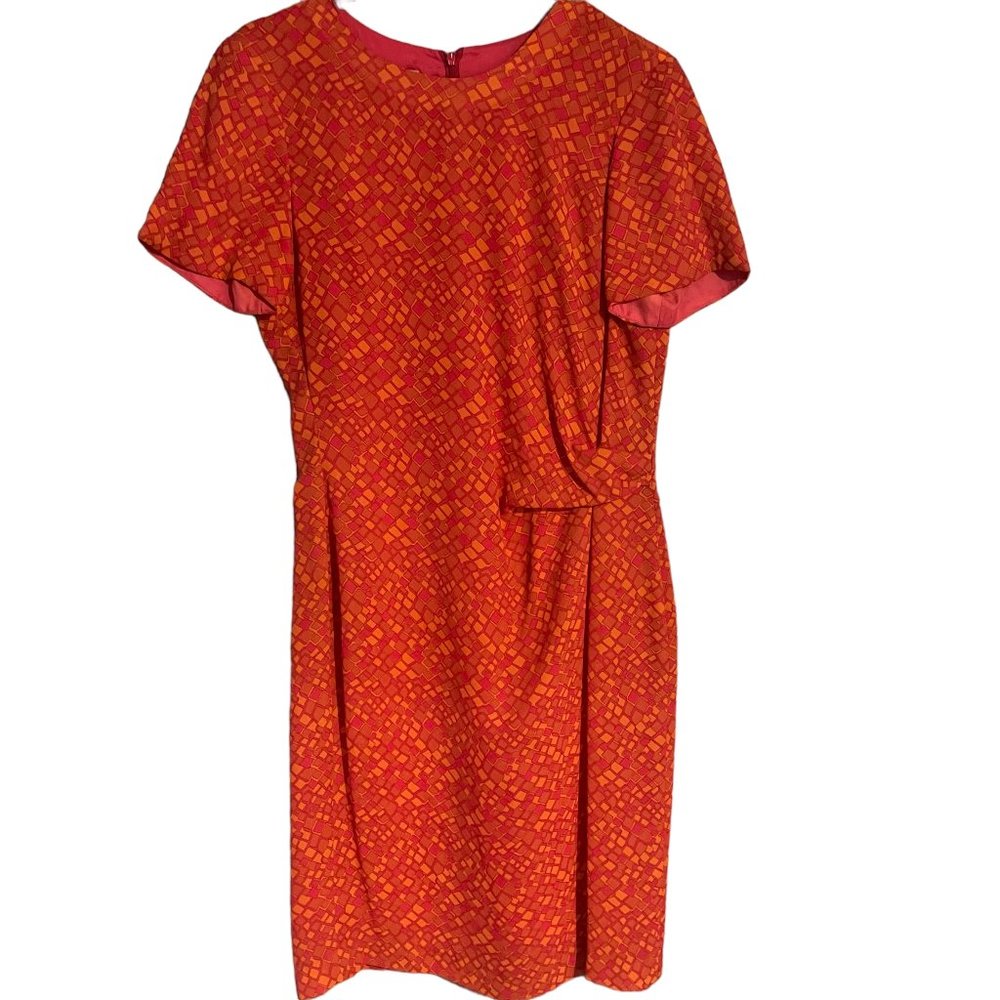 David Warren Knee-Length Short‎ Sleeve Pink Pattern Formal Dress Size 12